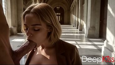 A cute French girl showed me her deep-throat skills. She sucked my cock and took my head into her mouth so gently that I couldn'_t hold back my orgasm[AI]