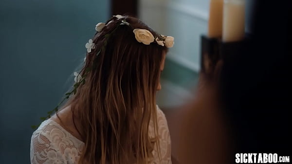 Sexy big boobs bride in wedding dress Bunny Colby enjoys finger fucking by wet babe_Alex Coal