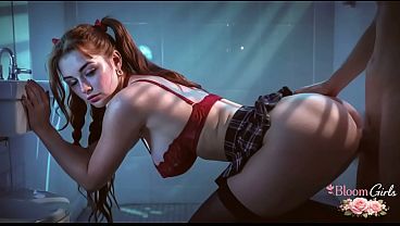 First, that 18-year-old bitch sucked my thick cock, and then I fucked her right in the nightclub restroom![AI]
