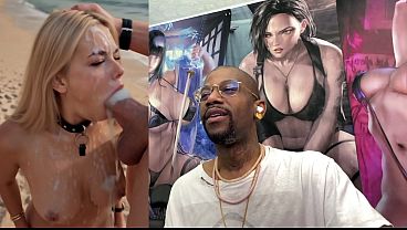 Tight Teen Blonde On A Leash At The Beach And Getting A Hardcore Bukkake Session Of Her Life, Ai Generated thumbnail