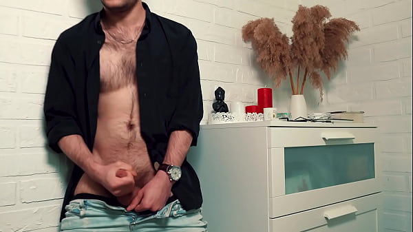 Play MP4 - The handsome man jerks off on camera and cums loudly&comma; splashing the floor with his sperm&period;