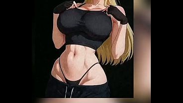 Blonde Catgirl in Black Lingerie - Huge Tits &amp_ Tail NSFW Hentai Illustration