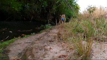 Encounter with a stranger at a waterfall ends in public sex 