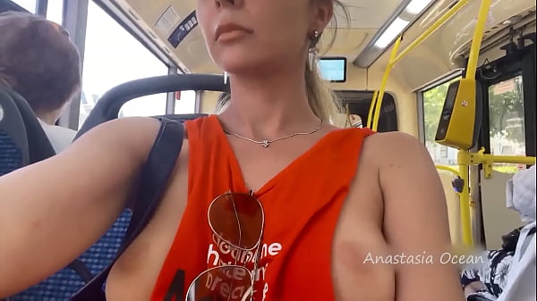 Anastasia ocean walk in sexy t shirt flashing outside