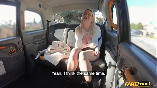 Fake taxi polish blonde with massive hanging boobs gets creampied by an older man in a london cab