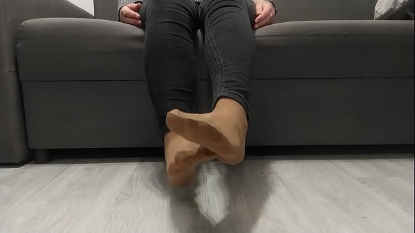 Play MP4 - Monika Nylon shows her legs in nude nylon socks after a whole day of wearing