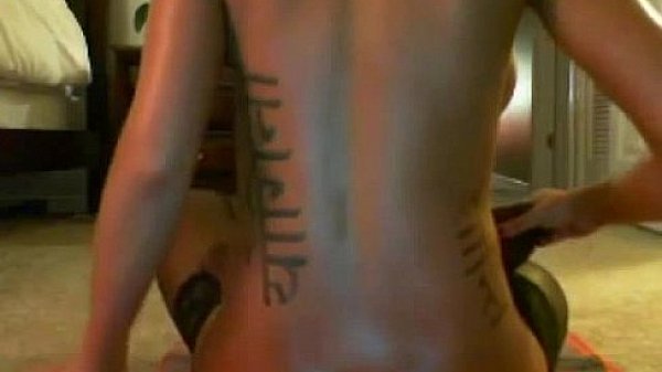 Hot teen doing split on her dildo 