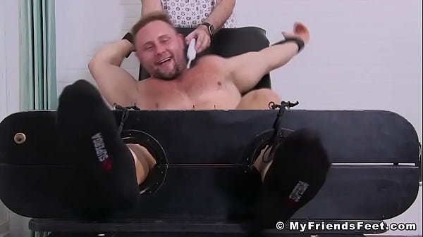 Hunk receives tickling from his wild dom 