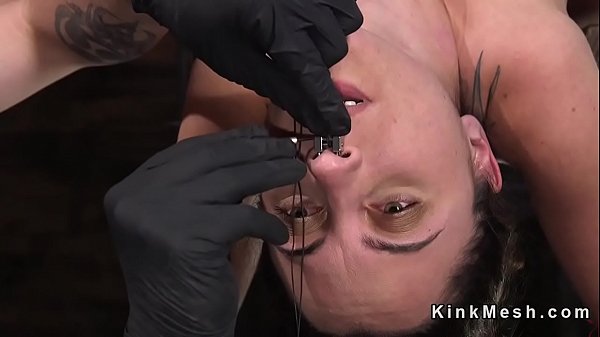 Slavebent over strapped withhair pulled back