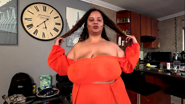 Mixed race bbw in sheer outfit dances while showing her ass and pussy 