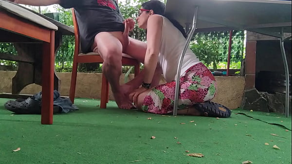 Girl Crawled Under The Table Unnoticed And Sucked His Penis thumbnail