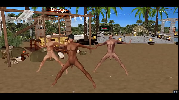 NUDE FRIENDS DANCING ON THE BEACH 