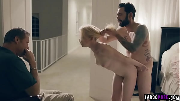 Blonde teen gets a hard pounding from_behind in_with watching them!