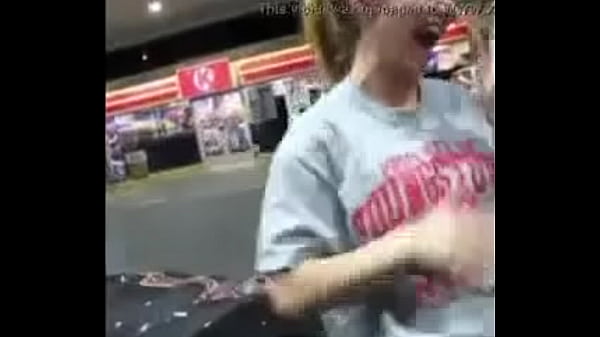 Girl On_gas station shows off