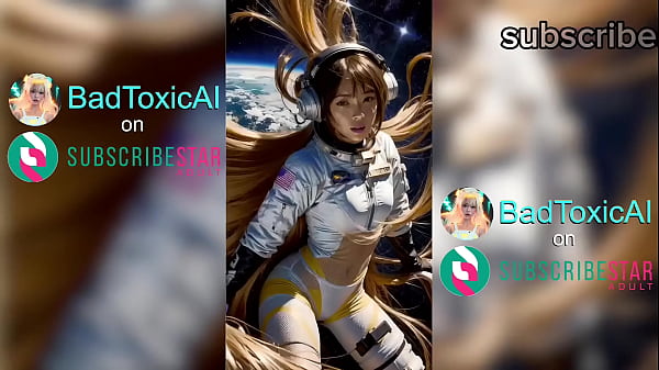 Female astronaut in space ai generated deforum video