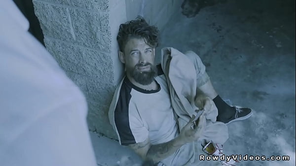 Kind man Roman Todd helps homeless Alpha Wolfe by offering him shelter and then gives him a deep throat blowjob and takes him up his ass 