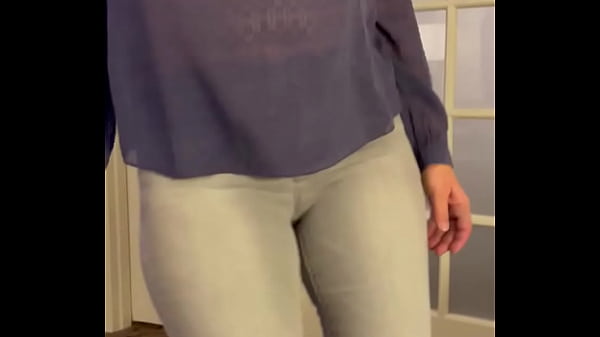 all natural very hot sexy wife teasing in see through top 