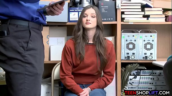 Play MP4 - Blue eyed brunette teen thief got caught by a mall cop