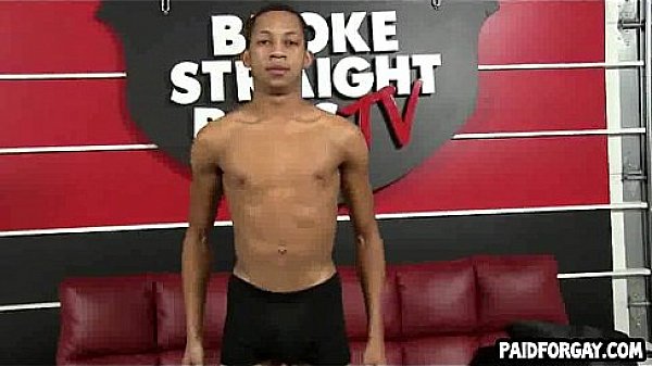 Straight ebony hunk tugs on his hard cock for cash 