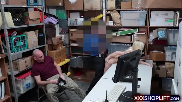Shoplifter cutie fucks with_an officer while her BF_watching