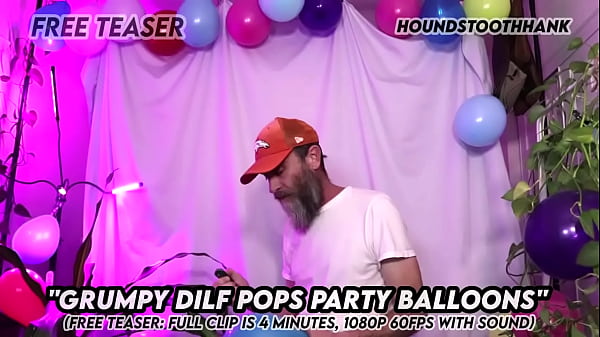Grumpy dilf pops party balloons 