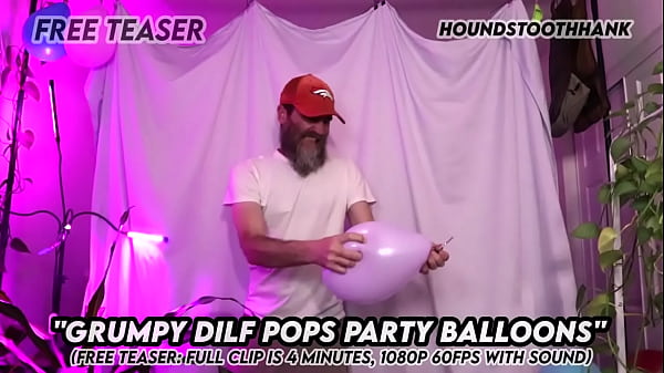 Grumpy dilf pops party balloons 