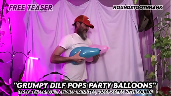 Grumpy dilf pops party balloons 