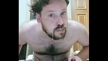 Fresh cum covers my whole face