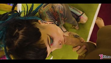 Goth Queen Teases Tiny Tits & Nipples Then Takes Rough Doggy, Dripping Facial Cumshot 