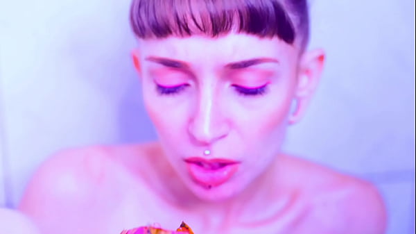 Bare toes crushing juicy fruit