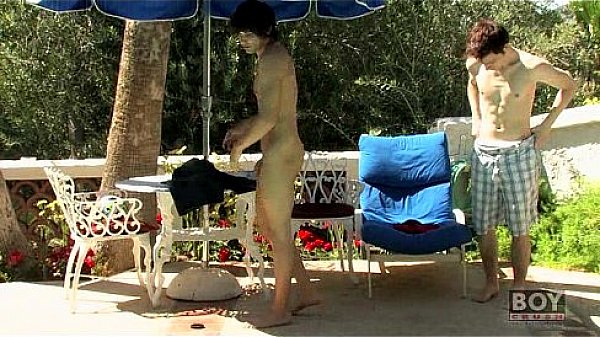Ass fucking twink cums over face instead of pool 