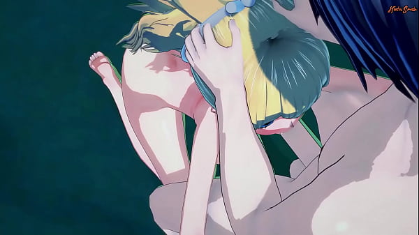 Kohaku gives a great blowjob before letting him cum all over her face and_tits - Dr Stone Hentai.