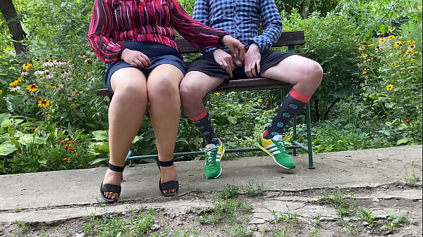 MILF sits down next to a young man and wants to watchhim piss