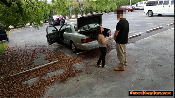 Petite brunette babe_gives the Pawnshop ownera blowjob