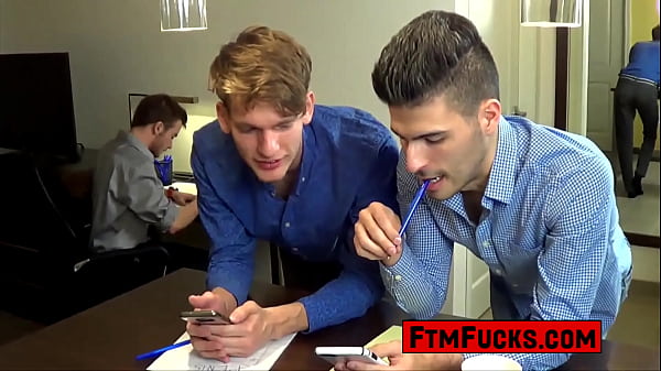 Play MP4 - Please&comma; stop swiping in that fucking Grinder app&excl; Fuck me instead&excl; FTM Luke Hudson ends up in a threesome with his two gay collegaues Zack Grayson and Jake Archer&excl;