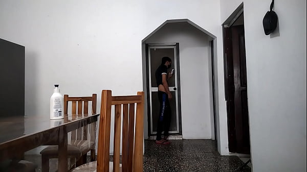 Perverted stepfather masturbates while watching her in the bathroom