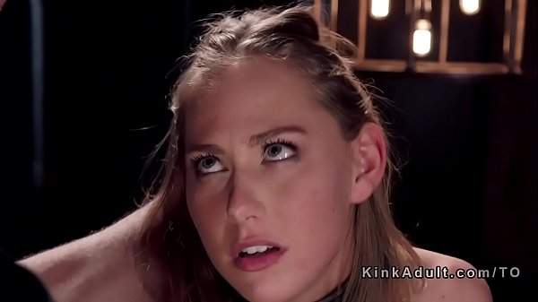 Bound blonde gets double penetration