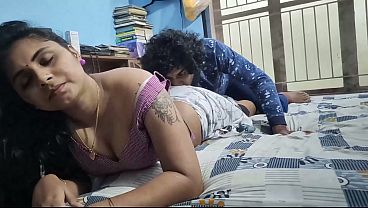 Hot Saree Romance Bhabhi and Devar Lip Lock with Boobs Pressing