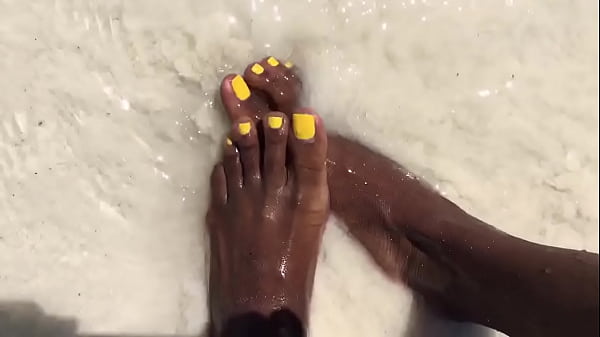 Water over her feet 