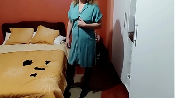 Stepmom comes home horny from work and masturbates before getting fucked 