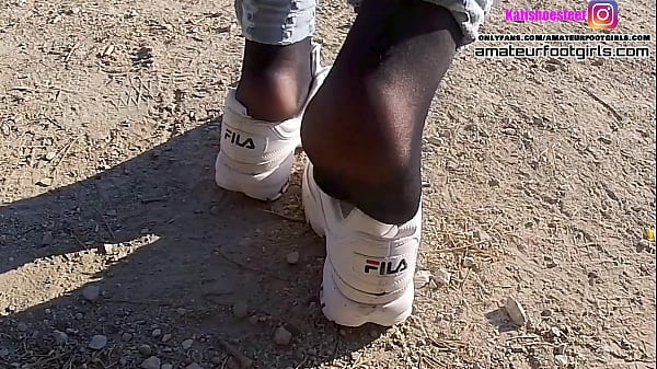 Nylon feet PrettySexy Fila Disruptor Shoeplay Nylon feetand Crush Trample girl_plays with her sweaty Fila sneakers and_shows her stinkywet nylons sweaty stinky Fila