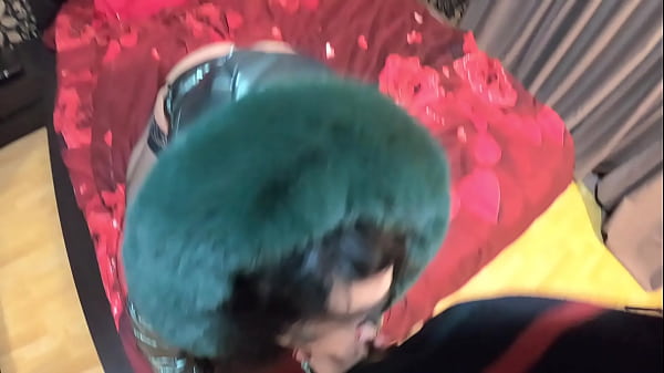 Stepmom was face fucked cum on shiny and fluffy down jacket preview 