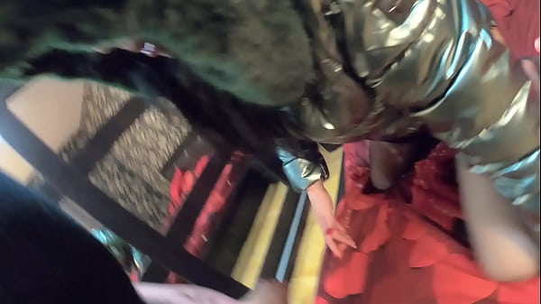 Stepmom was face-fucked. Cum on shiny and fluffy down-jacket.- preview 