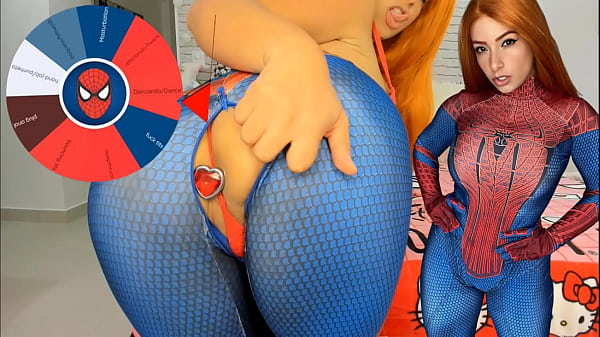 MaryJane from spider man cosplay feat the wheel of_sex gameblowjobbig tits bouncng and buttplug TRY NOT TO CUM