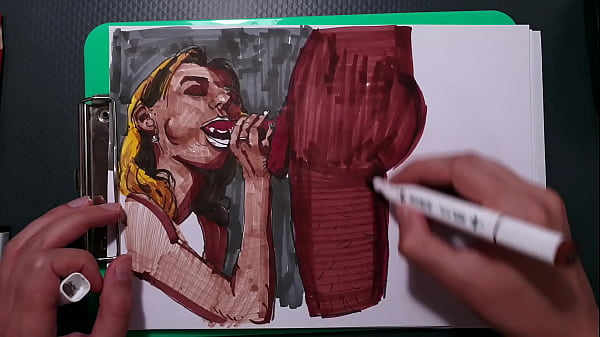 Play MP4 - Amateur painter draws erotic picture&comma; blowjob girl