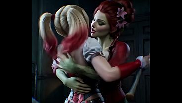Poison Ivy x Harley Quinn lesbian action (AI generated)