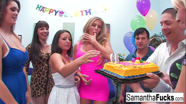 Samantha celebrates_her birthday with a wild crazy_orgy