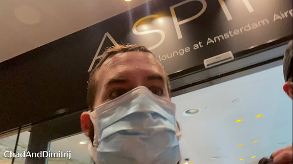 sucking off my boyfriend in an airport toilet until he cums on my face 