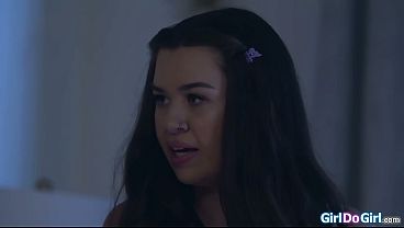 Busty madelynn may accidently rented a porn but her petite bff jade valentine suggests they watch it for a teens get horny and lick pussy