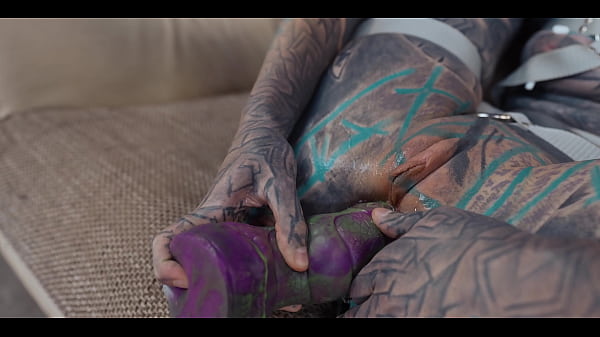 Double ANAL penetration for heavily tattooed Anuskatzz - sloppy bj, ATM and big anal gapes 